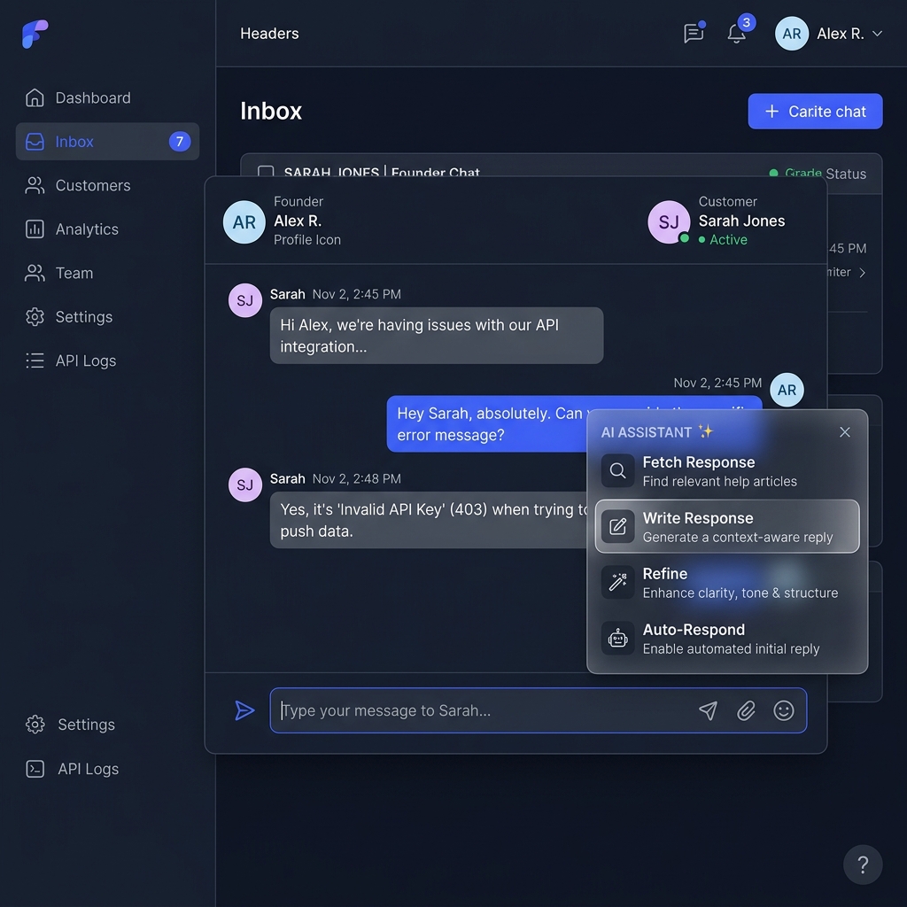 AI Chat Options Menu